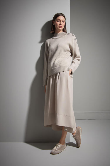 Beli Büzgülü Maxi Bej Kumaş Etek - Join Us