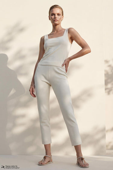 Beli Kordonlu Cepli Ekru Pantolon - Join Us