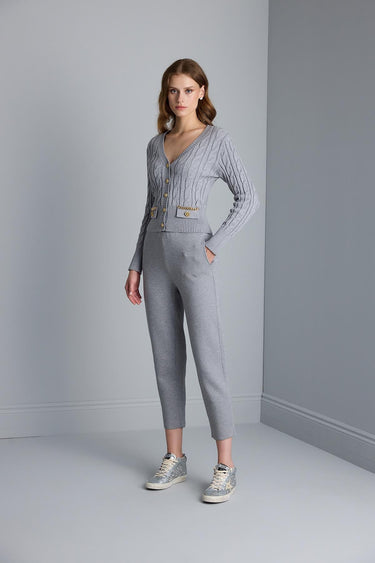 Beli Kordonlu Cepli Gri Triko Pantolon - Join Us