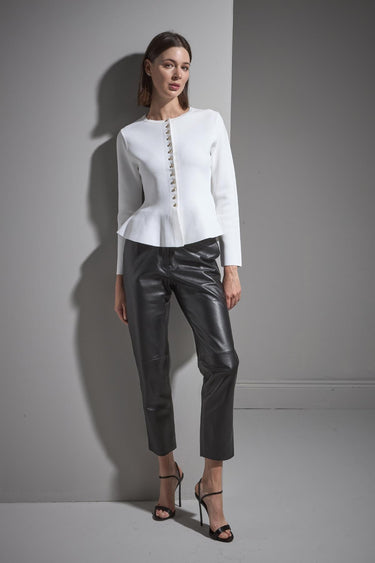 Düğmeli Peplum Ekru Triko Ceket - Join Us