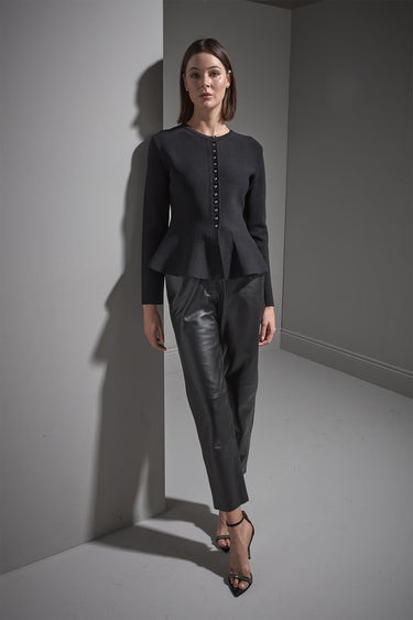 Düğmeli Peplum Siyah Triko Ceket - Join Us