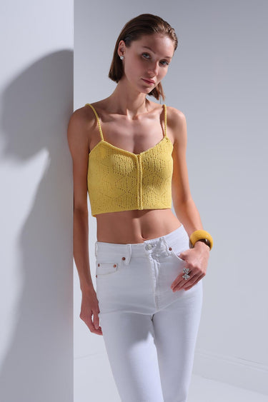 İp Askılı Sarı Crop Top - Join Us