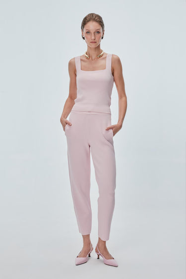 Kare Yaka Pembe Crop Top