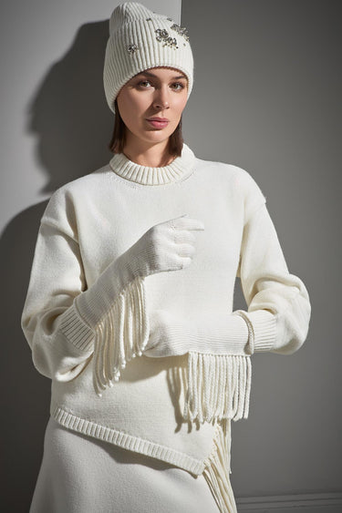 Püsküllü Ekru Triko Eldiven - Join Us