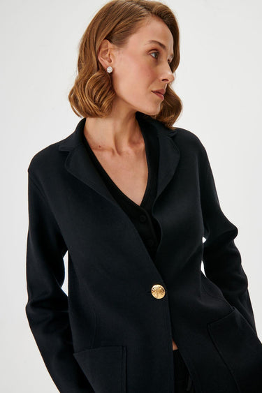 Tek Düğmeli Triko Siyah Blazer Ceket - Join Us