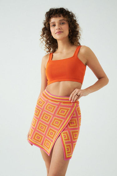 Turuncu Basic Triko Crop Top