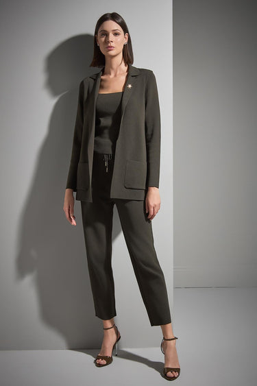 Atkı ve Broş Detaylı Bol Kesim Yeşil Triko Blazer Ceket - Join Us
