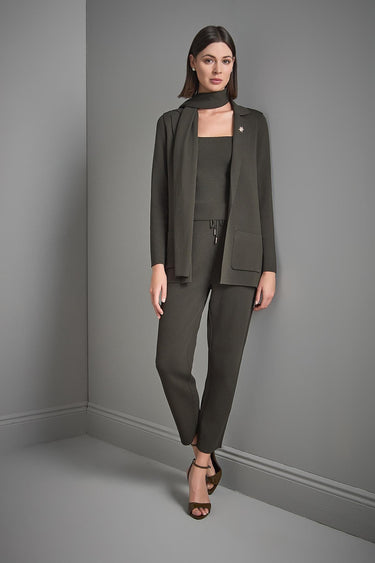 Atkı ve Broş Detaylı Bol Kesim Yeşil Triko Blazer Ceket - Join Us
