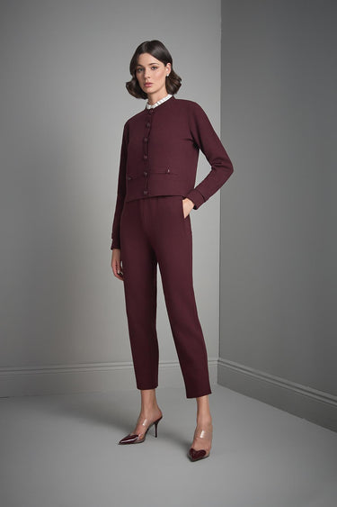 Beli Kordonlu Cepli Bordo Triko Pantolon - Join Us
