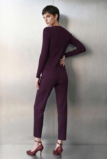 Beli Kordonlu Cepli Bordo Triko Pantolon - Join Us