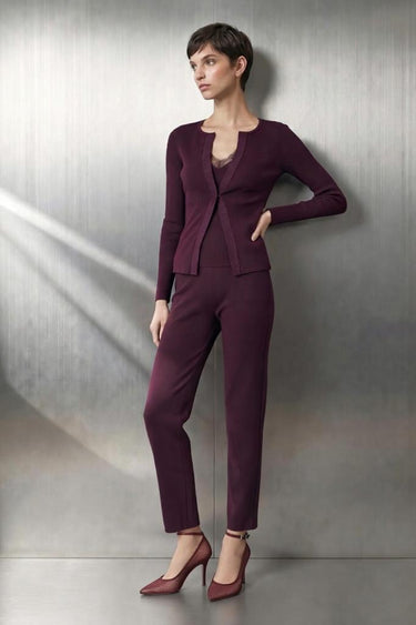 Beli Kordonlu Cepli Bordo Triko Pantolon - Join Us