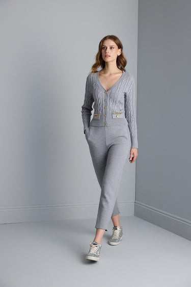 Beli Kordonlu Cepli Gri Triko Pantolon - Join Us