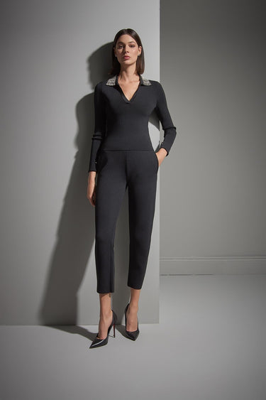 Beli Kordonlu Siyah Triko Pantolon - Join Us