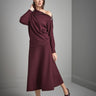 Beli Lastikli Kloş Midi Bordo Triko Etek - Join Us