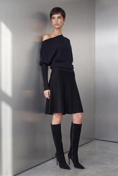 Beli Lastikli Triko Siyah Mini Kloş Etek - Join Us