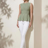 Bisiklet Yaka Peplum Yeşil Bluz - Join Us