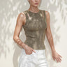 Cut Out Detaylı Simli Bej Bluz - Join Us