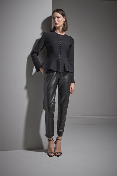 Düğmeli Peplum Siyah Triko Ceket - Join Us