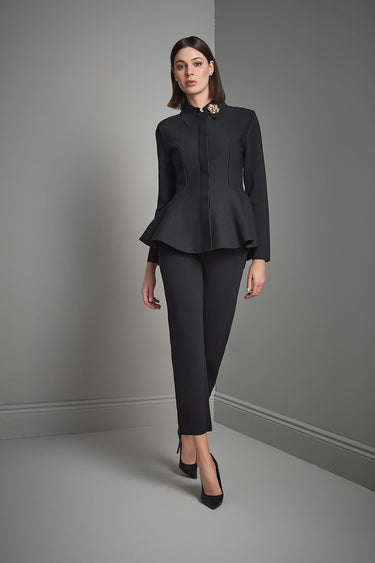 Gizli Düğmeli Peplum Siyah Triko Ceket - Join Us