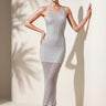 Halter Yaka Fonksiyonel Astarlı Metalik Gri Beachwear Elbise - Join Us