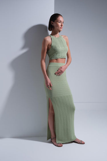 Halter Yaka Yeşil Crop Top - Join Us