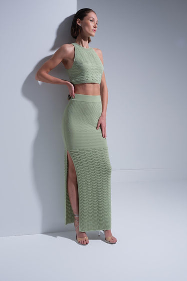 Halter Yaka Yeşil Crop Top - Join Us