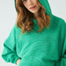 Helezon Desenli Kapüşonlu Yeşil Crop Sweat