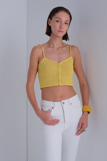 İp Askılı Sarı Crop Top - Join Us