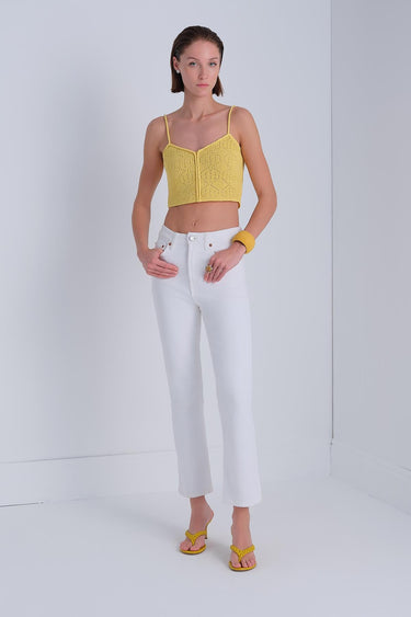 İp Askılı Sarı Crop Top - Join Us
