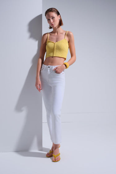 İp Askılı Sarı Crop Top - Join Us