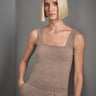 Kare Yaka Bej Triko Crop Top - Join Us
