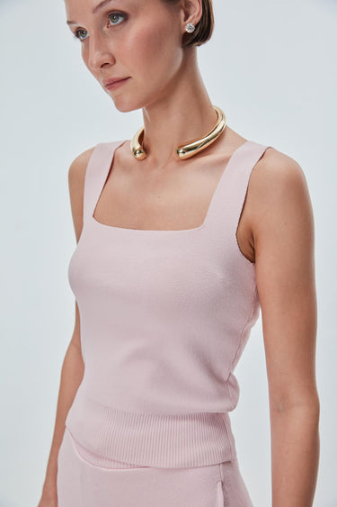 Kare Yaka Pembe Crop Top