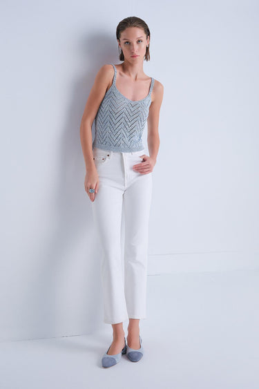 Sim Detaylı Mavi Crop Top - Join Us