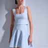 U Yaka Desenli Mavi Crop Top - Join Us