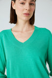V Yaka Basic Yeşil Bluz