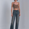 V Yaka Kahverengi Crop Top - Join Us