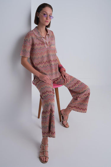 Zikzak Desen Bol Paça Multi Pantolon - Join Us
