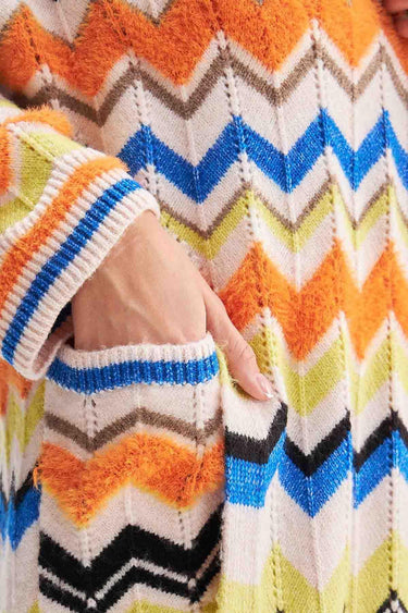 Zikzak Desen Maxi Multi Triko Hırka